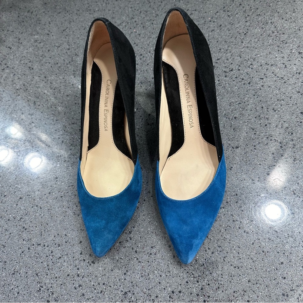 Carolina Espinosa, blue and black heels. Size 6.5.